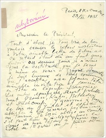 Alexander Alekhine (1892-1946): Autograph letter signed