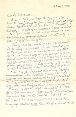 2 (two) original 1975 letters from Edward Lasker to my dad Robert L Williamson