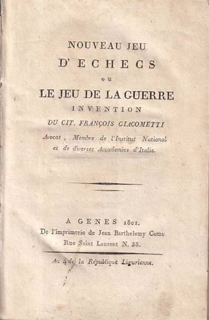 Giacometti, François. Nouveau jeu d'échecs ou le jeu de la guerre.
